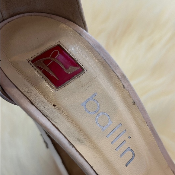 BALLIN Vintage Pink Satin Floral Metallic Heels Size 39 - Picture 3 of 16